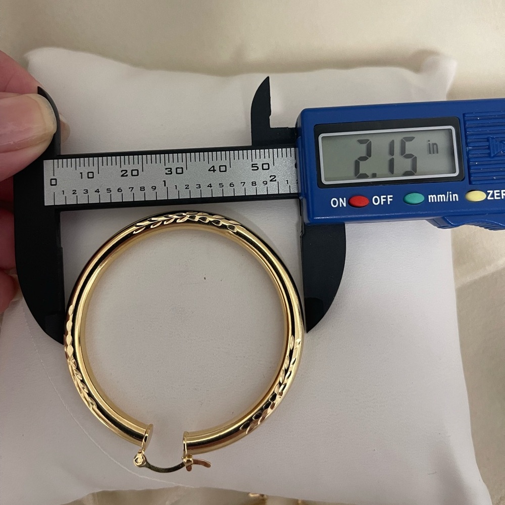 18k Gold Filled Large Hoop Earrings PRICE IS FIRM - Picture 4 of 6